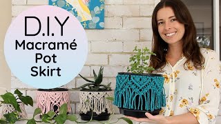 Easy Macrame Plant Skirt  Pot Cover  DIY Boho Home Decor [upl. by Bathsheb]