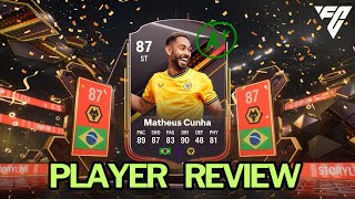 Is 87 Matheus Cunha WORTH IT  FC24 Player Review  Lvl 40 Objective GUIDE  Ultimate Team [upl. by Eibmab]