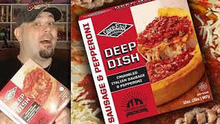 Ginos East of Chicago  Sausage and Pepperoni Deep Dish Pizza Review [upl. by Zilef]