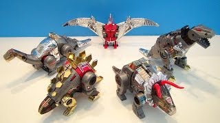 TRANSFORMERS G1 DINOBOTS COLLECTION VIDEO REVIEW WITH GRIMLOCK SWOOP SLUDGE SLUG AND SNARL [upl. by Ahtimat]