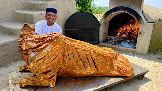 200 KG WHOLE BEEF ROAST  4 Hours Roasting a Whole Buffalo in Tandoor  Beef Mandhi  Village Food [upl. by Aeniah]