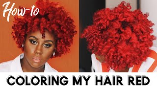 How I Dyed My Natural Hair Bright Red Without Bleach at HOME [upl. by Babette165]