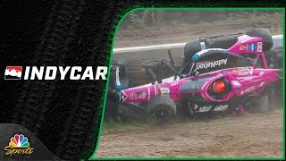 Simon Pagenaud withstands harrowing IndyCar Series MidOhio practice crash  Motorsports on NBC [upl. by Marentic344]