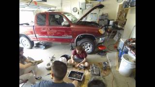 Transmission install  2001 Toyota Tundra [upl. by Luhar]