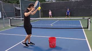 Pickleball practice drills Slap shot speedups attacking the net persons reflexes Out balls [upl. by Acinnor]