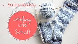 Socken stricken 1  Anfang und Schaft  Stricken für Anfänger [upl. by Woo803]