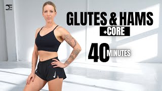 40 Min GLUTES amp HAMSTRINGS WORKOUT  CORE  Dumbbells  Perfect Leg Workout [upl. by Nwahsuq]