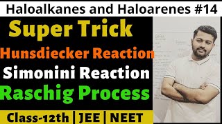 Haloalkanes and Haloarenes 14  Hunsdiecker Reaction  Birnbaum Simonini Reaction  Raschig Process [upl. by Droffats]