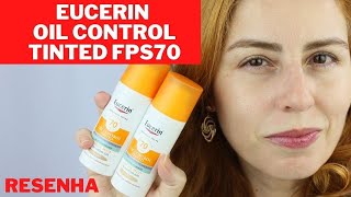 Eucerin Oil Control Tinted FPS70  Claro e Médio  resenha É bom para pele oleosa Transfere [upl. by Dibrin]