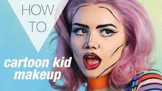 CARTOON POP ART  HALLOWEEN  HOW TO MAKEUP TUTORIAL [upl. by Eveneg141]