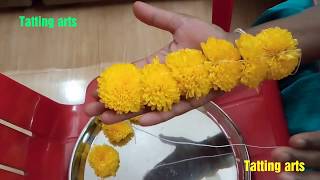 How to make flower garlands hoovina haara [upl. by Eisseb]