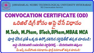 JNTU HYDERABAD CONVOCATION CERTIFICATE ORGINAL DEGREE APPLY OD ONLINE APPLICATION PROECESS SATYA [upl. by Catie]