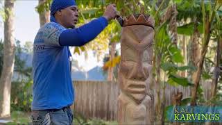 Chop Carving a Custom Hawaiian Tiki Totem Pole  360 Design DIY Wood Sculpture Projectquot [upl. by Nnave]