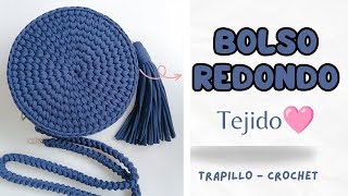 BOLSO REDONDO TEJIDO CON TRAPILLO  Fácil y rápido de realizar crochet handmade trapillo [upl. by Pam593]