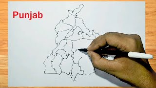 Punjab How to draw map of Punjab with district  Map drawing [upl. by Paco]