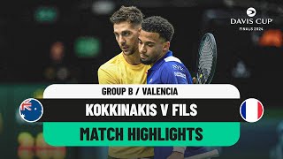 Thanasi Kokkinakis v Arthur Fils Highlights  Australia v France Davis Cup 2024 Finals Group Stage [upl. by Dorran]