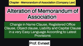 Alteration of Memorandum of Association in Company Law CA Foundation  Bcom  BBA [upl. by Ker]