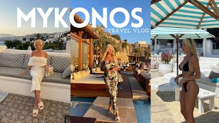 MYKONOS VLOG  beach clubs restaurants nightlife and outfits [upl. by Fagin]