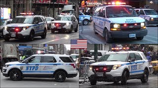 NYPD Strategic Response police cars responding with siren and lights  patrolling [upl. by Ermine]