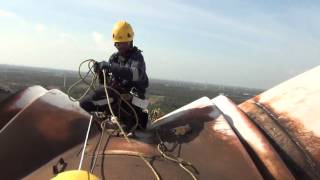 Wind Turbine Blade Cleaning using Rope Access [upl. by Trebliw]