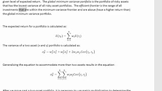 Markowitz Optimization Model [upl. by Genevra683]