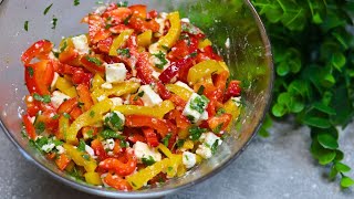 Dieser Paprika Salat mit Feta zubereitet in nur 5 Minuten macht richtig süchtig [upl. by Aehtorod]