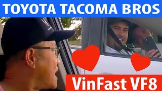 Toyota Tacoma brothers checking out VinFast VF8  supernamn [upl. by Auqinimod]