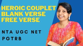 NTA UGC NET 2022 Heroic Couplet Blank Verse Free VerseEnglish Literature Classes PGTRB English [upl. by Htrow]