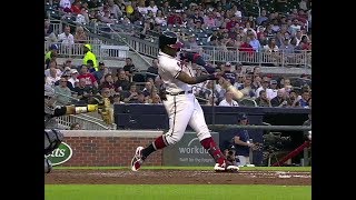 Ronald Acuna Jr Home Run Swing Slow Motion 2019315 [upl. by Ynnod67]