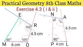 Practical Geometry 8th class Maths Exercise 43 Q1 iii  Practical Geometry Class 8 [upl. by Odarbil957]