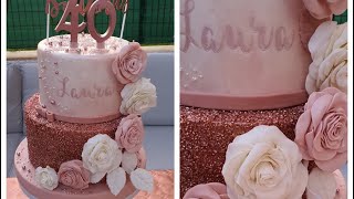 Idea Torta scenografica per compleanno di 40 anni Cake shimmer amp sparkle  glitter  chic cake idea [upl. by Doykos]