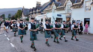 Ballater Pipe Band play Castle Dangerous on the march on eve of 2024 Braemar Gathering in Scotland [upl. by Devaj]