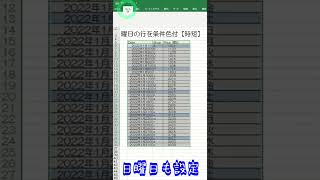 【Excel×便利】条件付きで書式指定した曜日の行全体を色付けする [upl. by Damal]