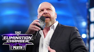 Triple H makes an appearance at Elimination Chamber WWE Elimination Chamber 2024 highlights [upl. by Sikes465]