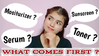 What comes first  SUNSCREEN  TONER  MOSITURIZER  SERUM StyleWithKavya [upl. by Ihdin]