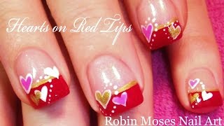 Easy Heart Nail Art for Beginners  Cute Valentine Nails Design [upl. by Kletter422]