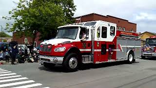 Fire Trucks at the end of the Apple Blossom Parade Kentville NS 2022 [upl. by Eillime]