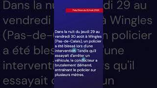 PasdeCalais Un policier traîné par une voiture sur plusieurs mètres Le suspect en fuite [upl. by Takken]