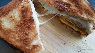 Spicy Hash Brown Cheese Sandwich For Breakfast byTasty Street Food [upl. by Nosle337]