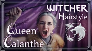 The Witcher Netflix ⊽⋈ Queen Calanthe Hairstyle ⋈⊽ Fantasy Updo for Very Long Naturally Grey Hair [upl. by Wengert]