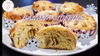 BANANA WALNUT MUFFINS  AMAZING Banana Muffin Recipe  MUFFINY BANANOWE 🍌 Ekspresowy przepis [upl. by Tteve318]