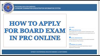 HOW TO APPLY FOR BOARD EXAM IN PRC ONLINE [upl. by Asim822]