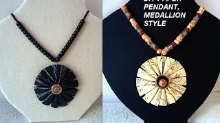 DIY PAPER JEWELRY paper beads MEDALLION GIFT WRAP PAPER PENDANT [upl. by Erasme]