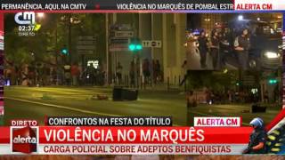 Confrontos adeptos do Benfica Marquês Pombal CMTV DIRECTO [upl. by Idnal]