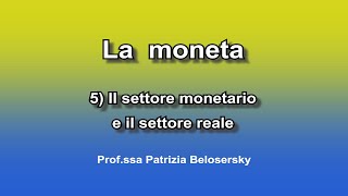 La moneta 5 Il settore monetario e il settore reale [upl. by Lorenz]