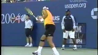 Roddick 141 mph serve to Nadals face [upl. by Atinra]