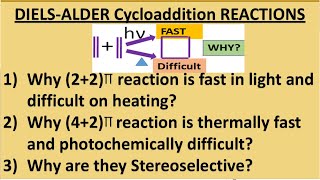 ENGLISH DIELS ALDER cycloaddition Frontier orbitals WoodwardHoffman Rule light Stereoselective [upl. by Fen]