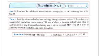 EnthalpyofNeutralisation XII Chemistry Practical ExptNo8 [upl. by Krever]