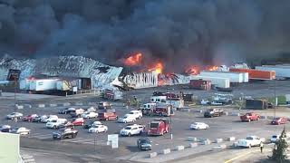 Drone Video Of Fire At Shearers Foods plant [upl. by Eirolam]