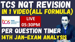 🔴TCS NQT Revision in 1 Video  All Formula  TCS NQT 14th Jan Analysis [upl. by Etana201]